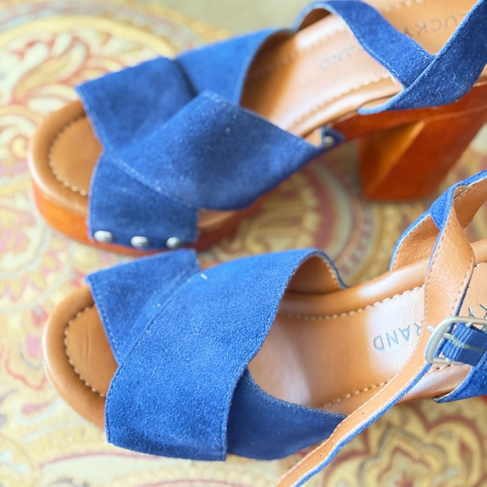 Lucky Brand Blue Suede Platform Sandals